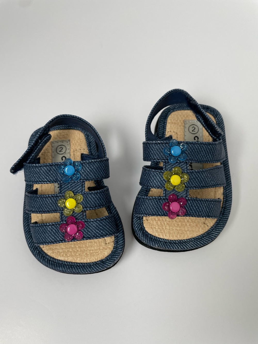 Coasters Denim Strappy Flower Sandals - Toddler Size 2
